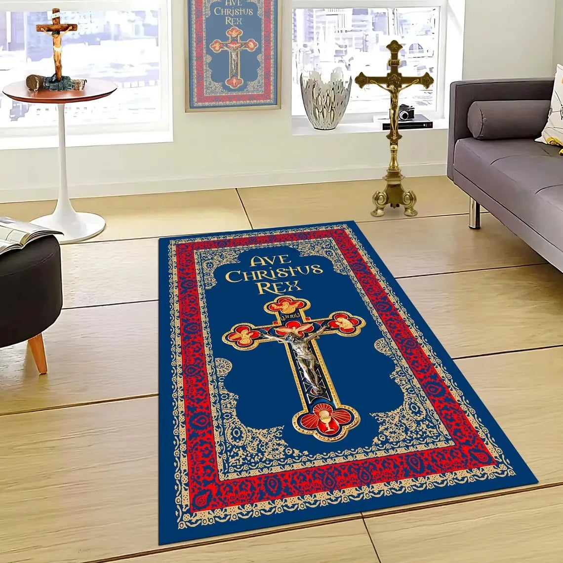 Orthodox Cross Prayer Rug – Byzantine Design Non-Slip Mat