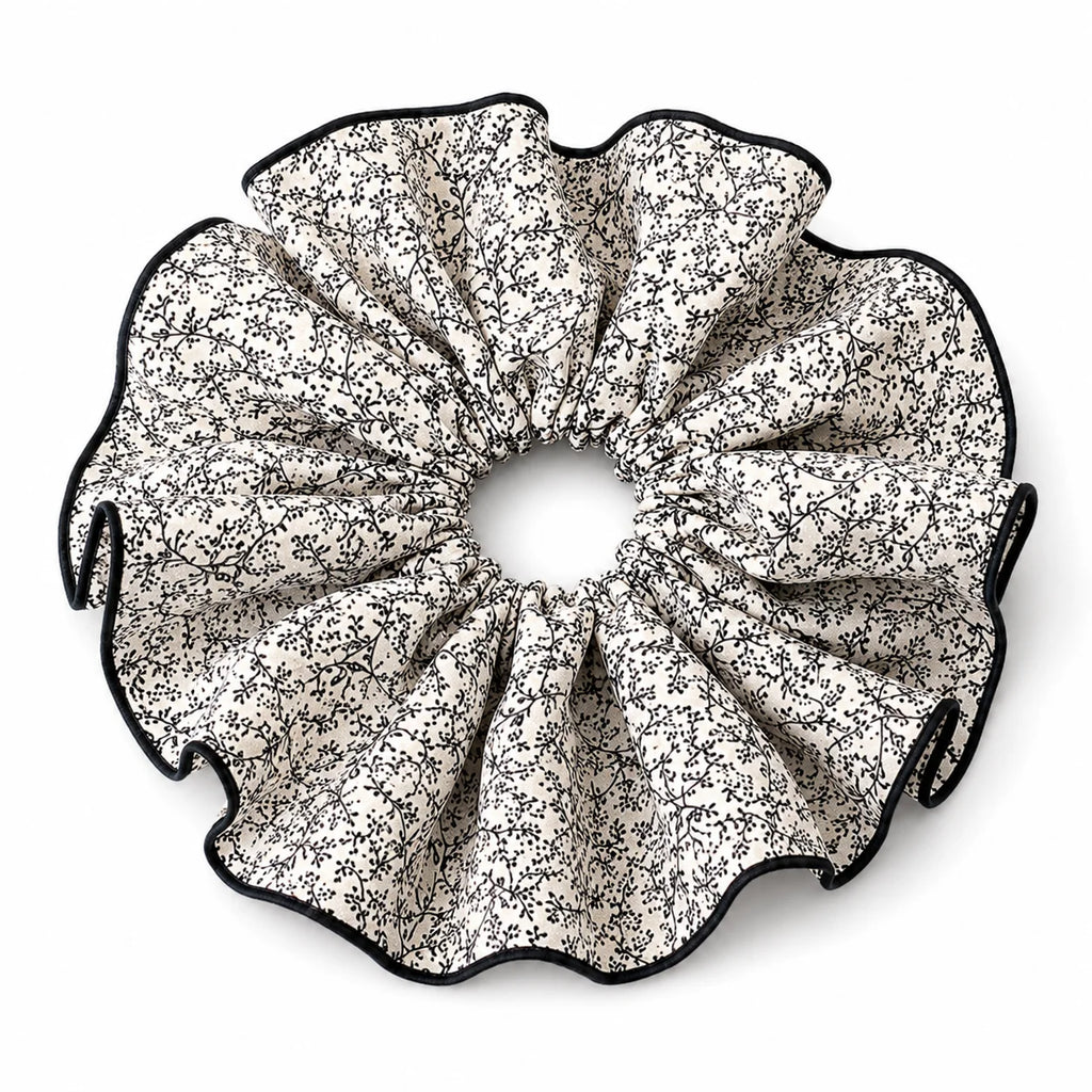 Large Floral Scrunchie – Oversized Ruffle Elastic Hair Tie