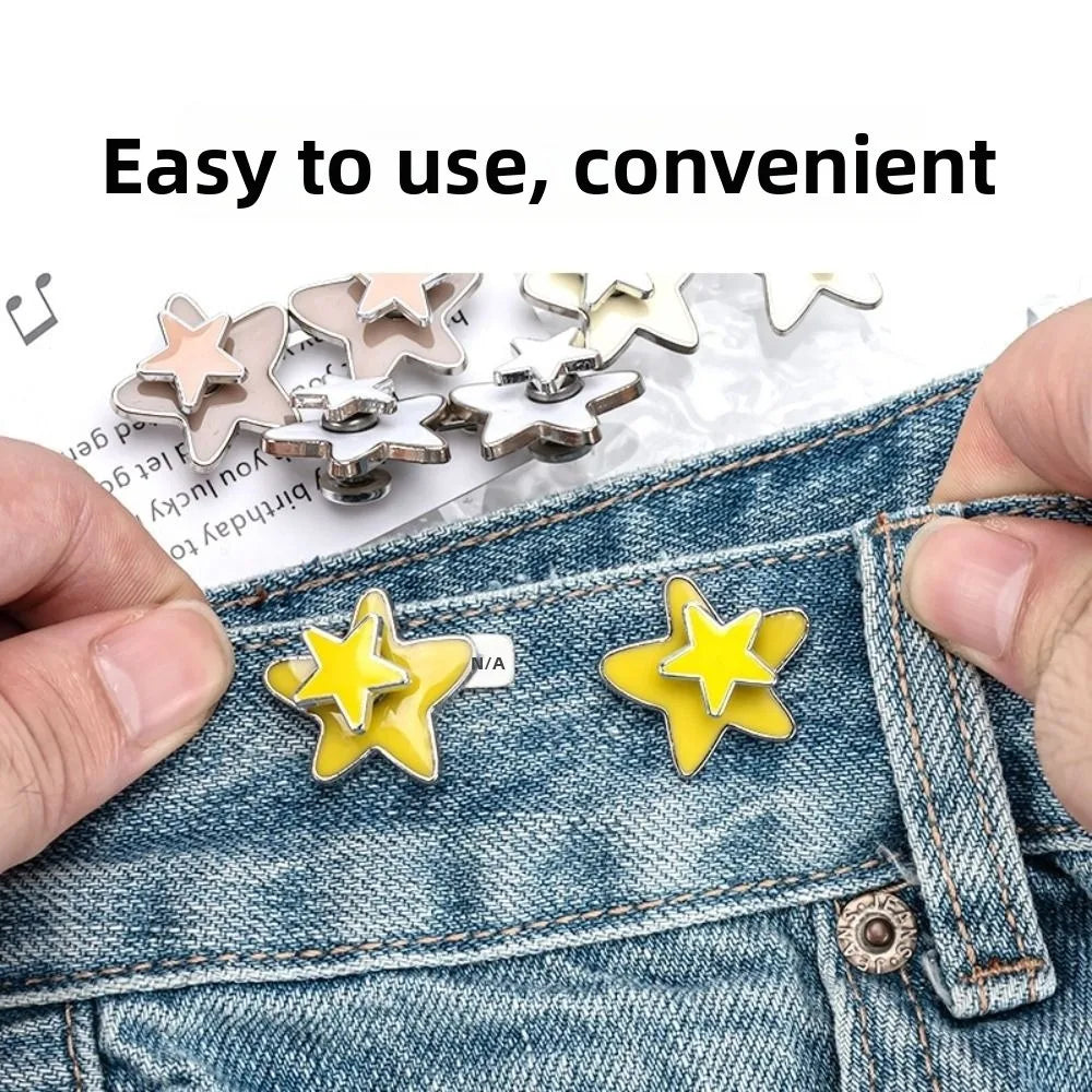 No-Sew Adjustable Jeans Waist Buckle Set – Metal Button 2 Pack