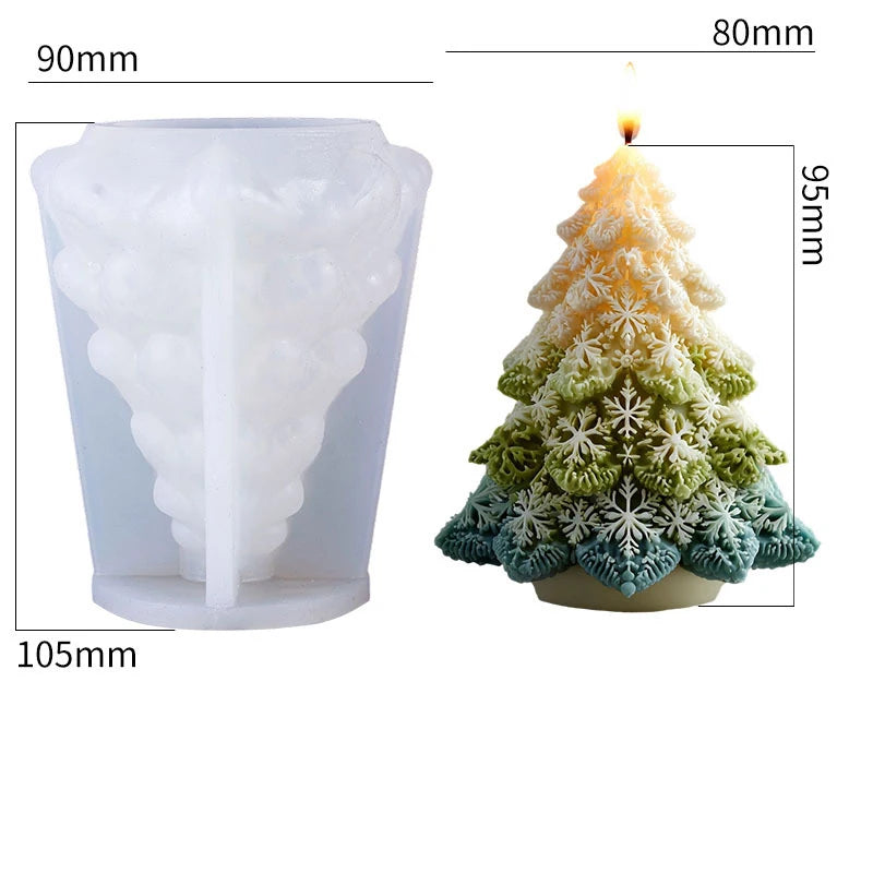 Christmas Silicone Candle Mold – Snowflake & Tree Design