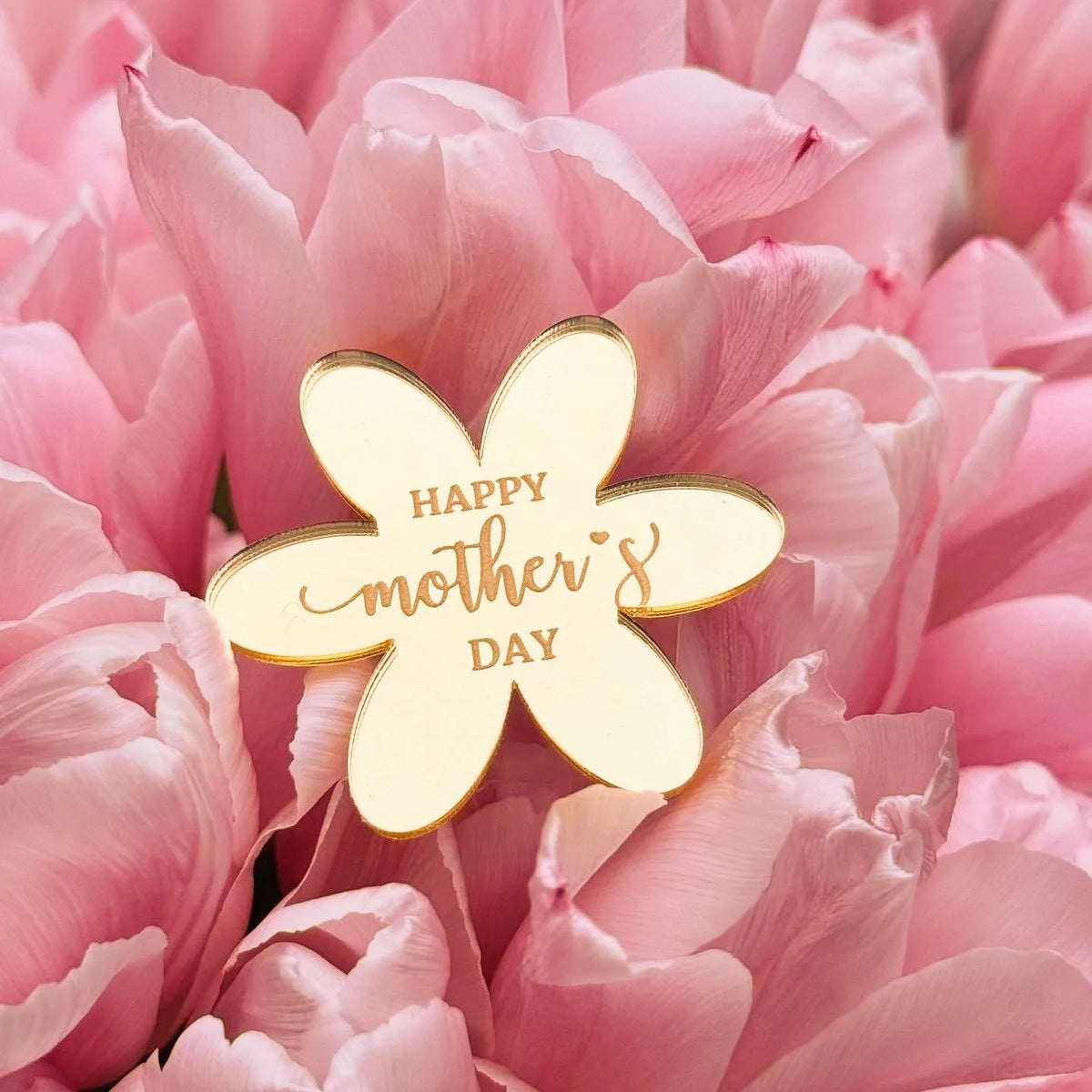 Happy Mother's Day Gold Acrylic Cake Topper | Mirror Finish