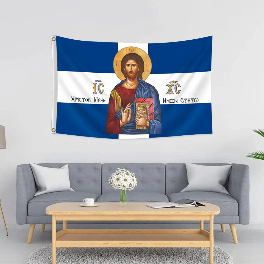 3-Pack Orthodox Jesus Christ IC XC Christian Flag Wall Banner