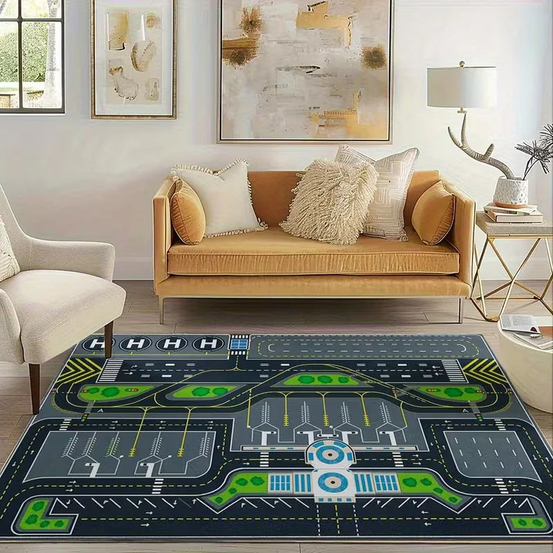 Airplane Pattern Non-Slip Floor Mat – Kids Room Area Rug