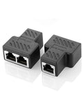 2-Pack RJ45 Ethernet 3-Way Shielded Splitter Adapter | Gigabit
