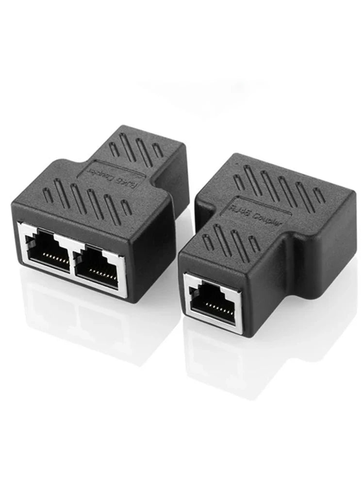 2-Pack RJ45 Ethernet 3-Way Shielded Splitter Adapter | Gigabit