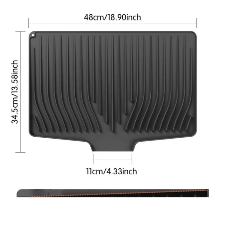 Silicone Inclined Drainage Drying Mat – Kitchen Sink & Counter