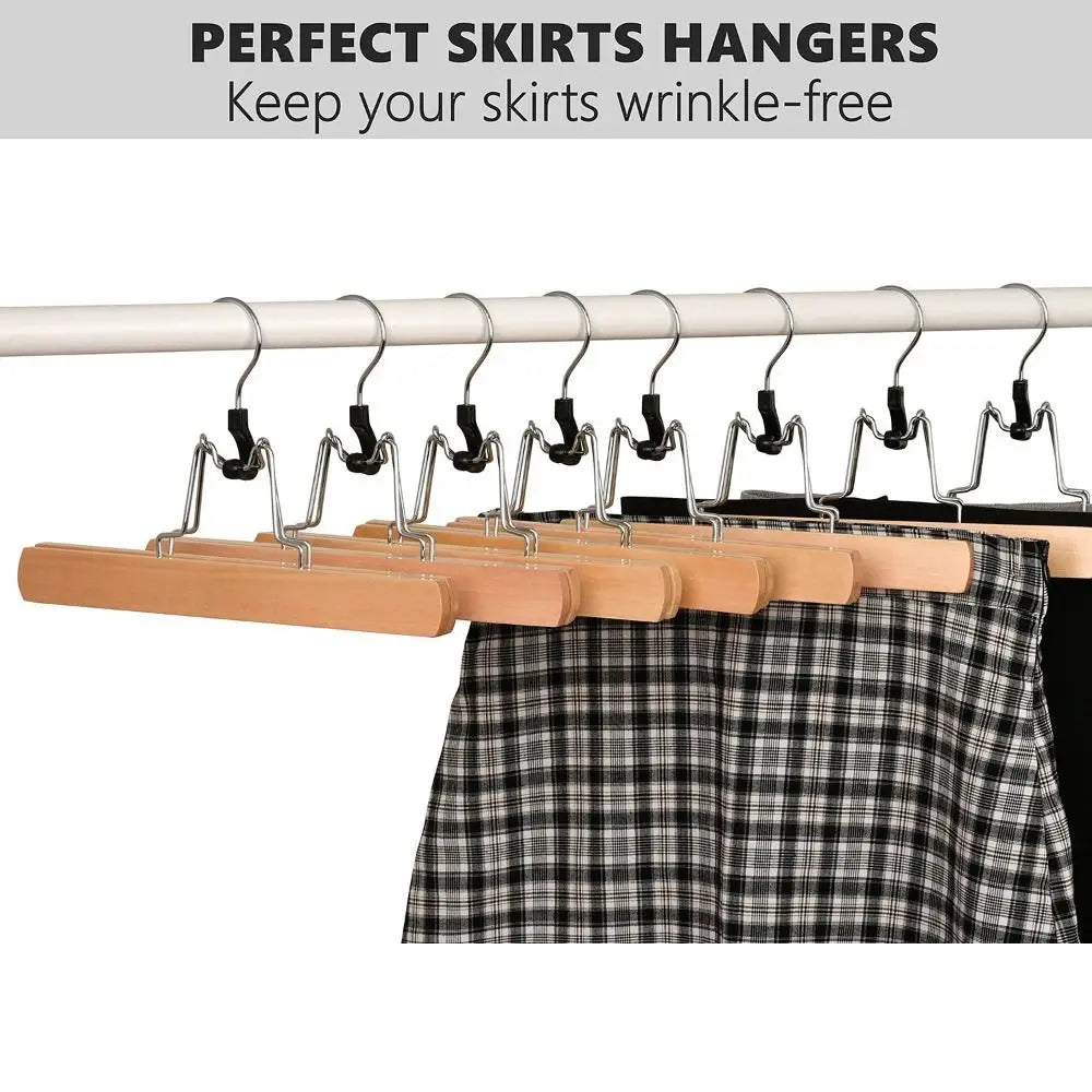 Wooden Skirt & Pants Hanger – Non-Slip Retro Closet Hook