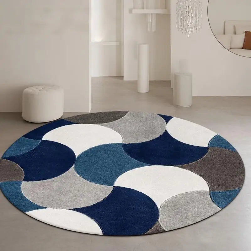 Round Sports Print Area Rug – Anti-Slip Bedroom Floor Mat