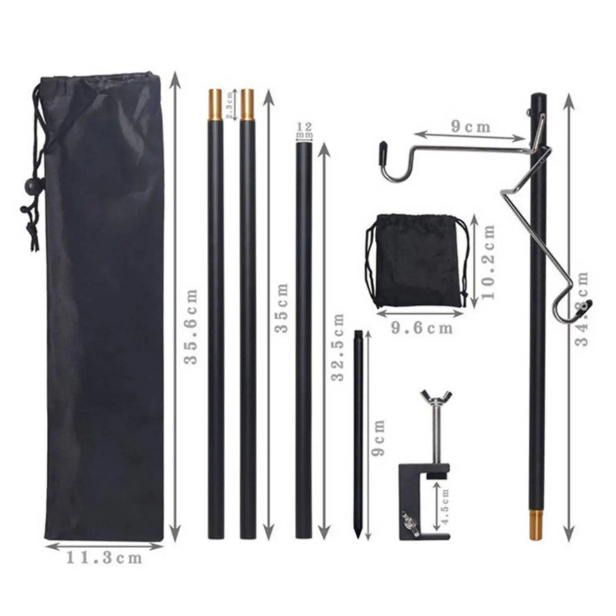 Folding Aluminum Camping Lantern Holder Stand with Hooks