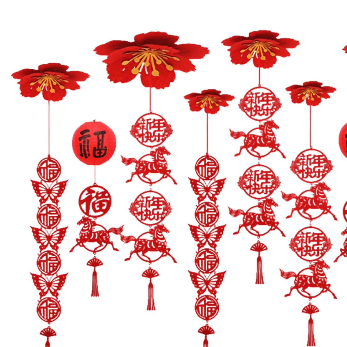 Red Felt Chinese New Year Ceiling Pendant & Tassel Ornament