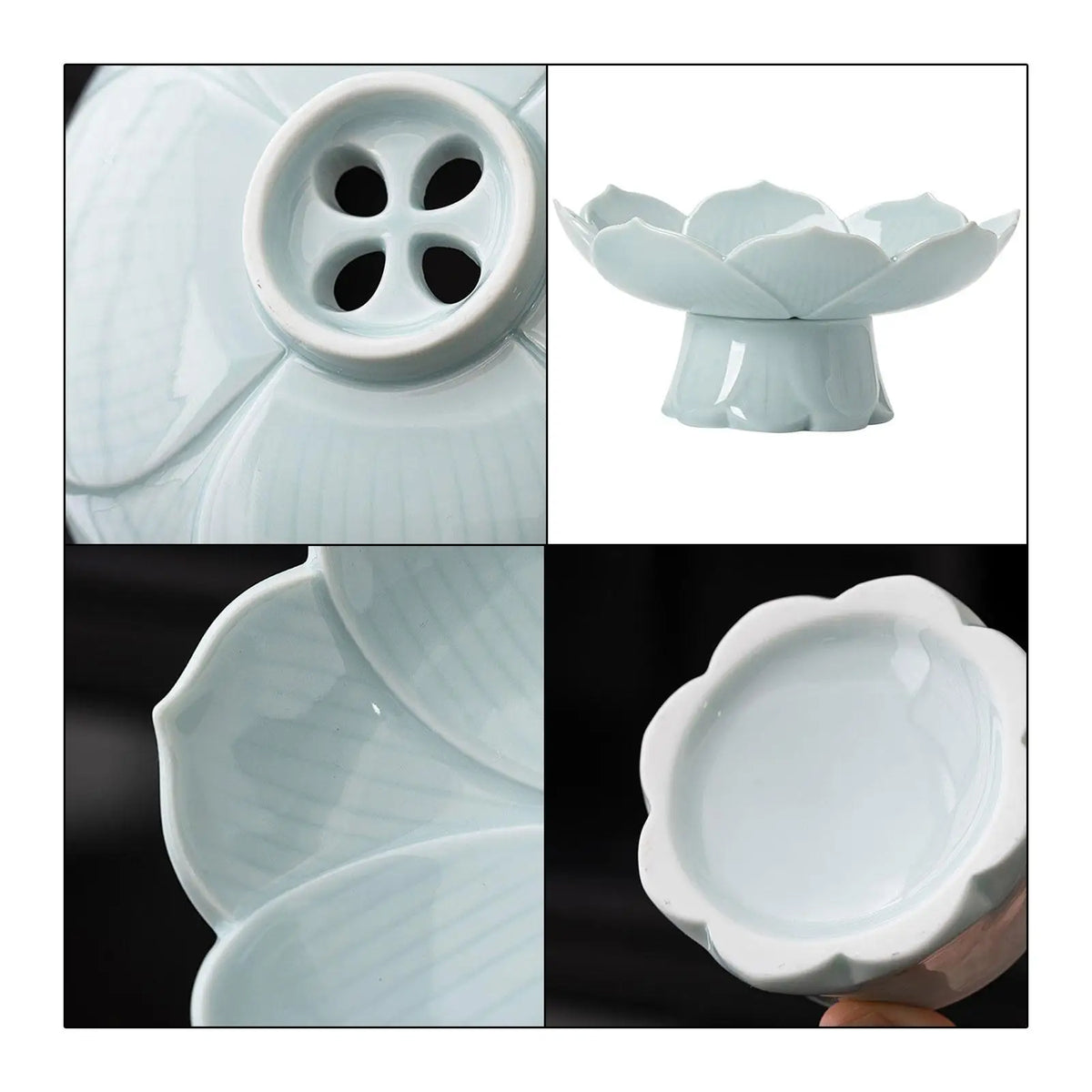 Lotus Ceramic Pedestal Fruit Bowl & Decorative Serving Tray