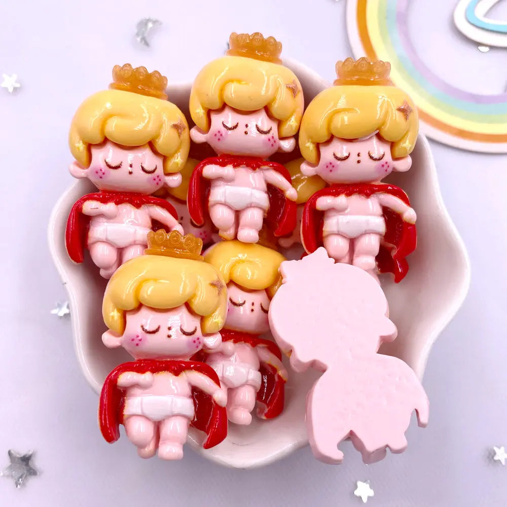Resin Kawaii Princess & Prince Flatback Figurines – 6PC Craft