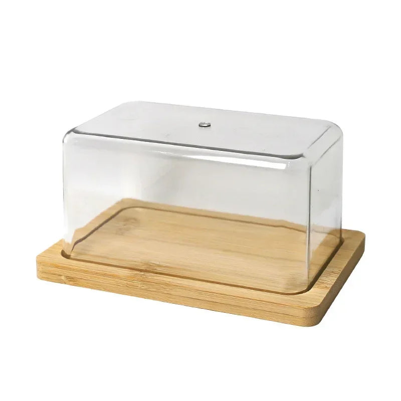Nordic Bamboo Butter Dish with Clear Acrylic Lid | Kitchen