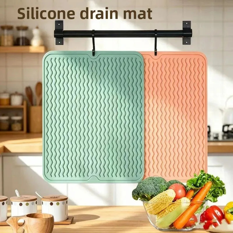 Silicone Dish Drying Mat – Heat-Resistant Wave Kitchen Pad