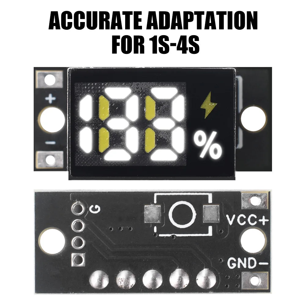 1S–4S LiFePO₄ Battery Level Indicator Module | LED Gauge