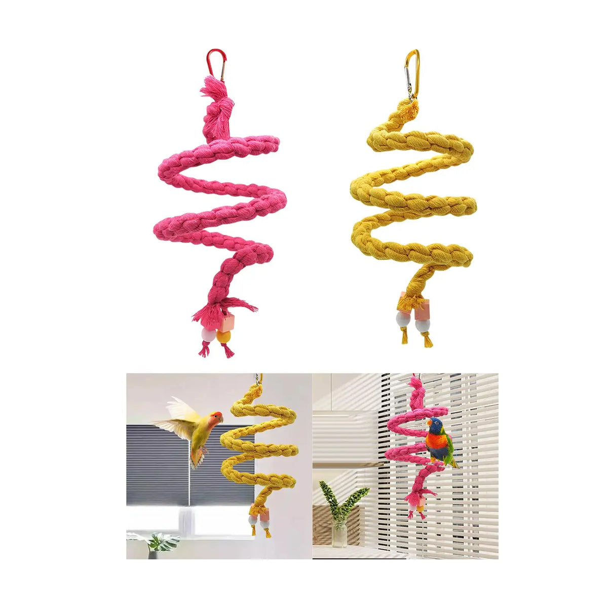 Parrot Rope Perch Toy – Bird Climbing, Chewing & Cage Stand