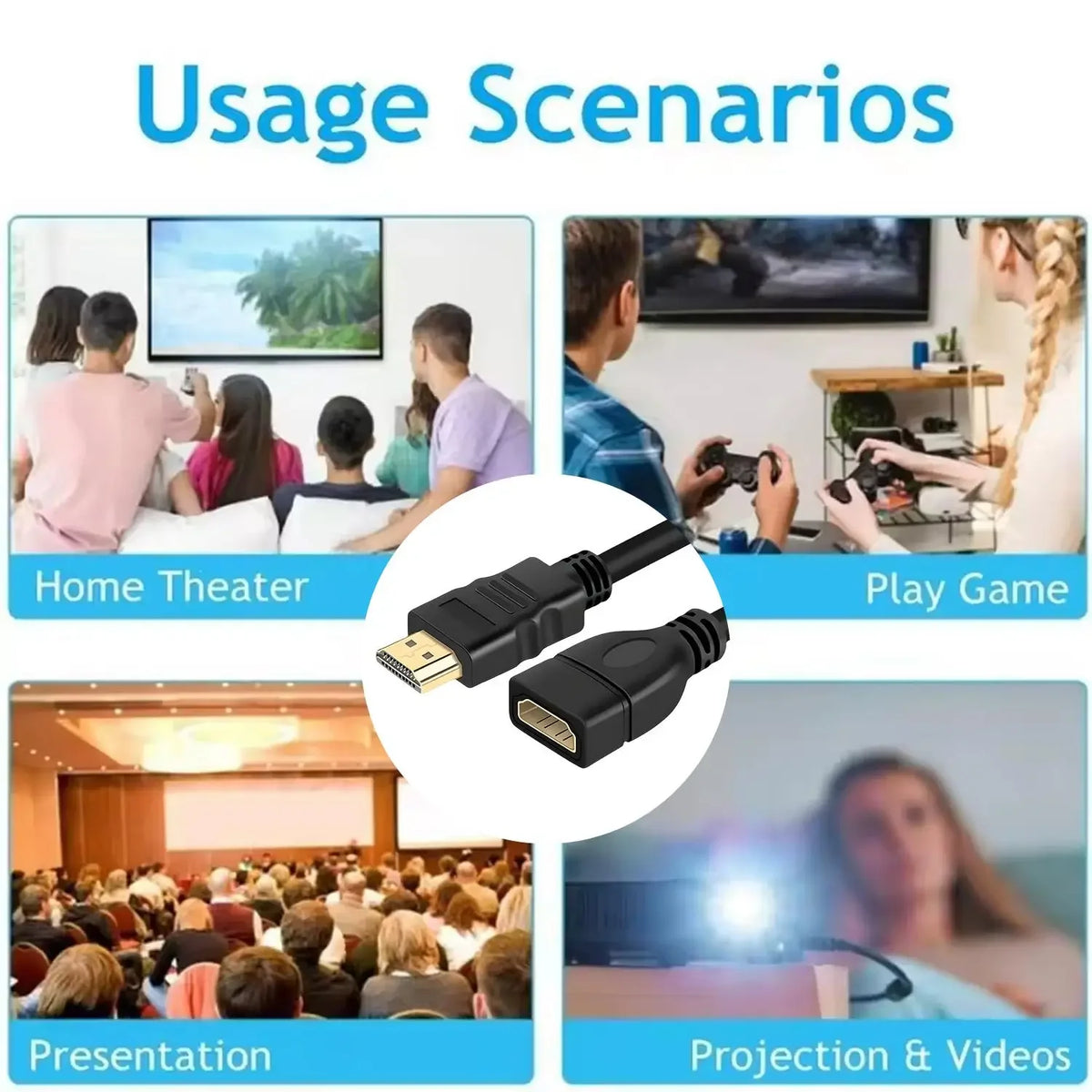4K HDMI 2.0 Male to Female Extension Cable – TV PS5 Projector