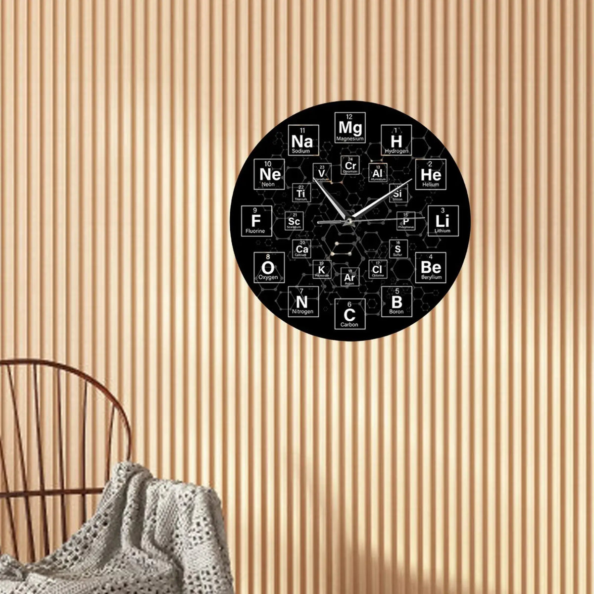 Periodic Table Wall Clock – Silent Non-Ticking Science Décor