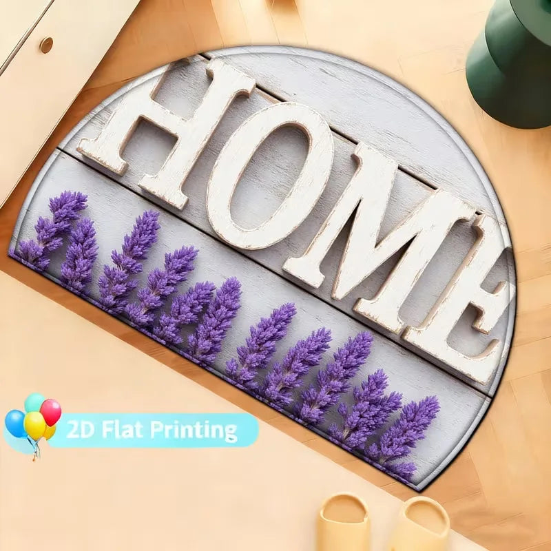Semicircle Lavender HOME Doormat | Non-Slip Farmhouse Rug