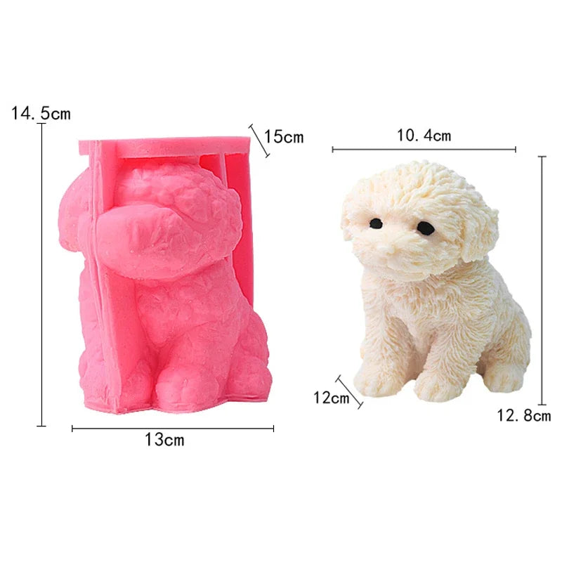 3D Sitting Teddy Dog Silicone Mold – Candle Soap Resin Craft