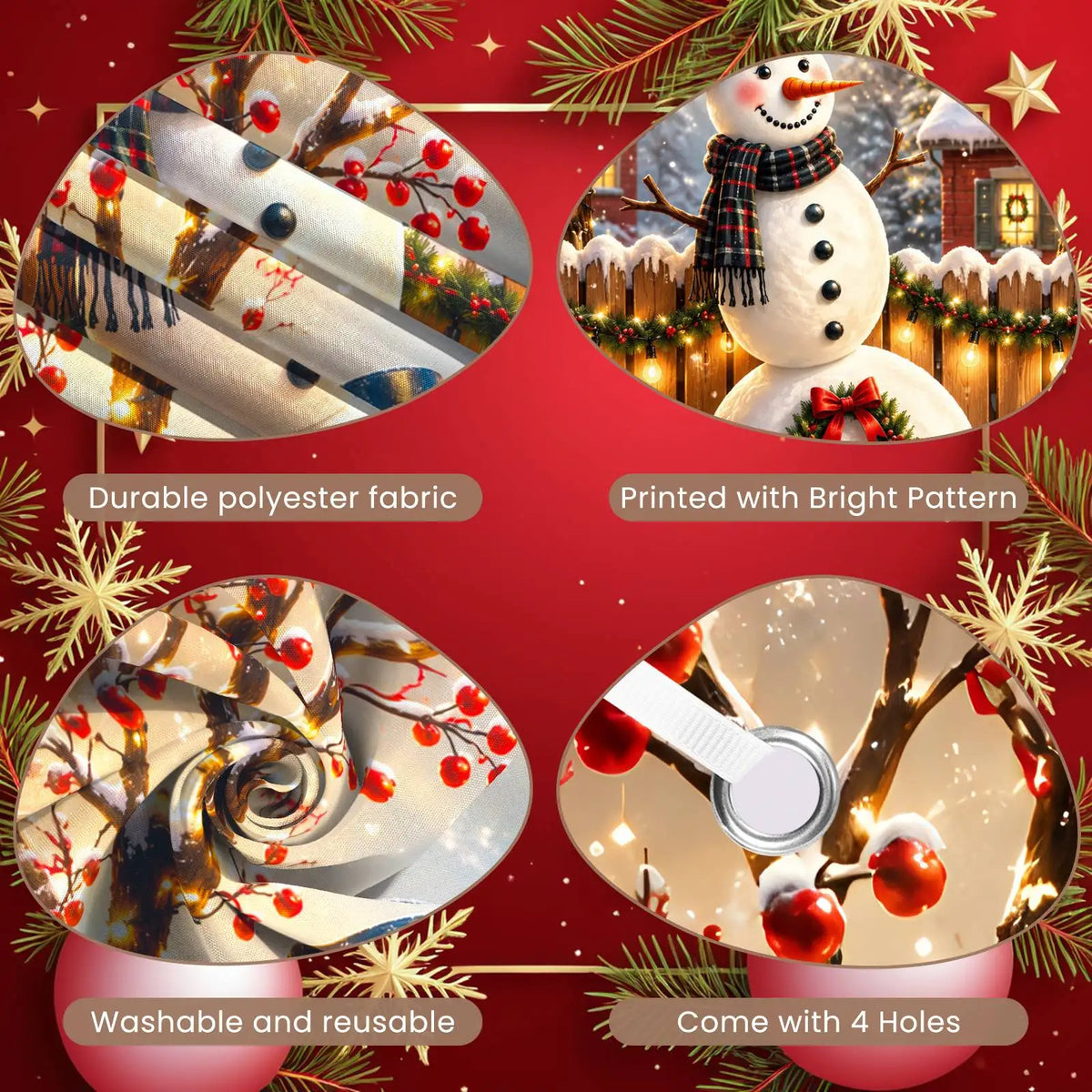 Christmas Snowman Photo Backdrop Banner 180×90cm | Holiday