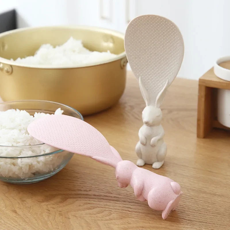 Wheat Straw Rabbit Rice Spoon – Self-Standing Cartoon Shovel