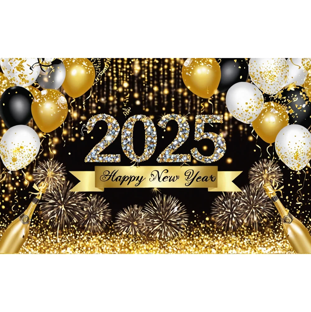 New Year Party Photography Backdrop – Fireworks & Balloons