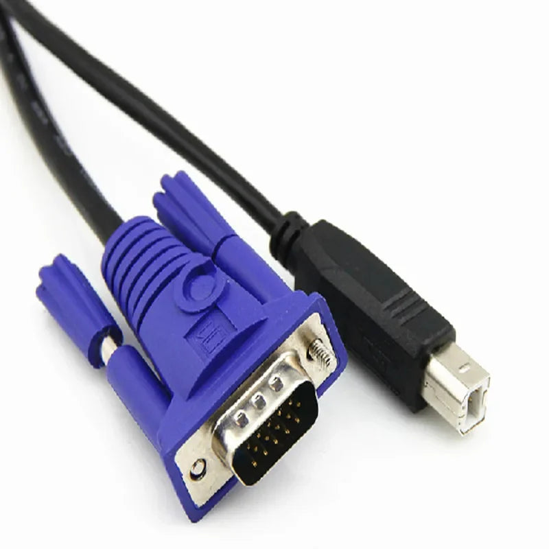 1.5m KVM Cable 2-in-1 USB 2.0 Type-A to B & VGA 15-Pin