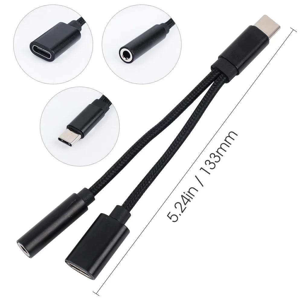 2-in-1 USB-C to 3.5mm Audio & Charging Adapter Cable