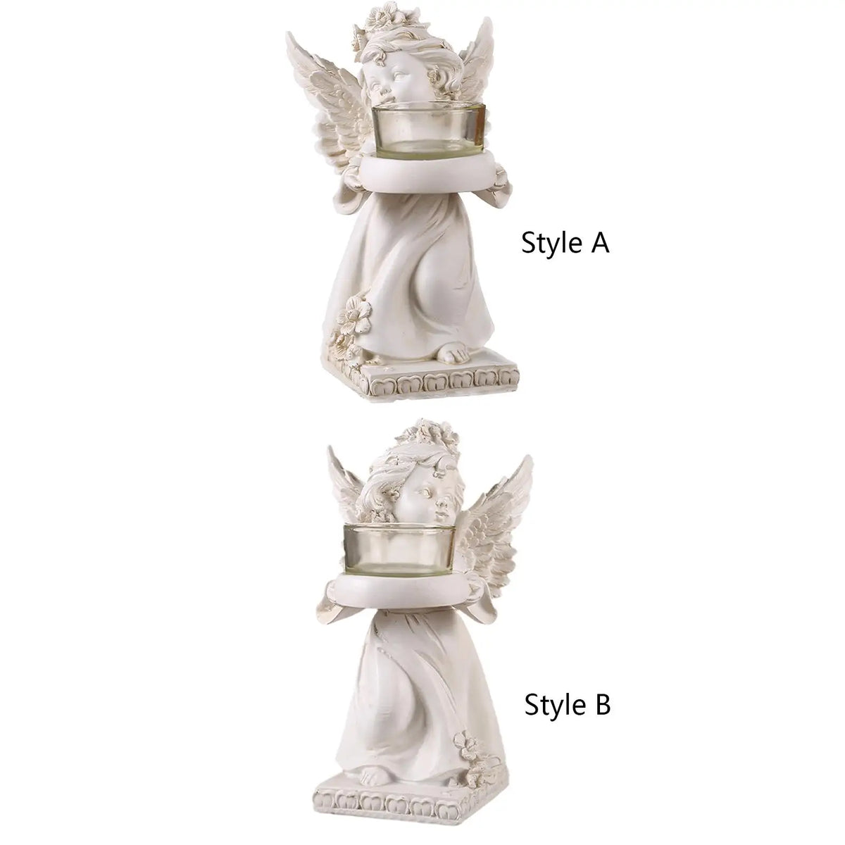 Angel Figurine Tea Light Candle Holder | Resin Decorative Statue