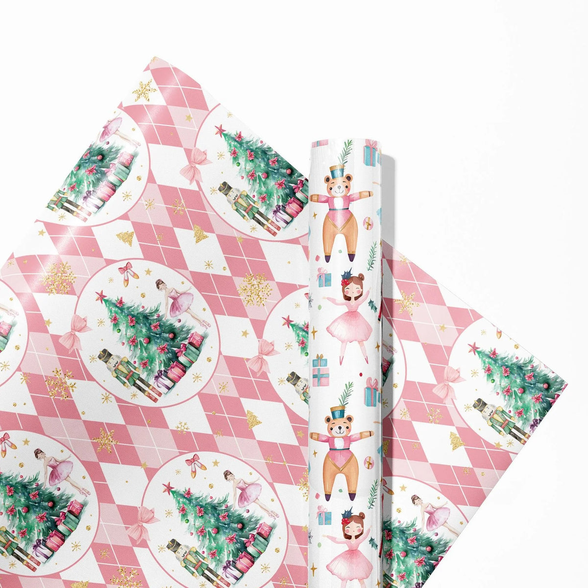 12-Sheet Pink Christmas Wrapping Paper Set | 6 Festive Designs