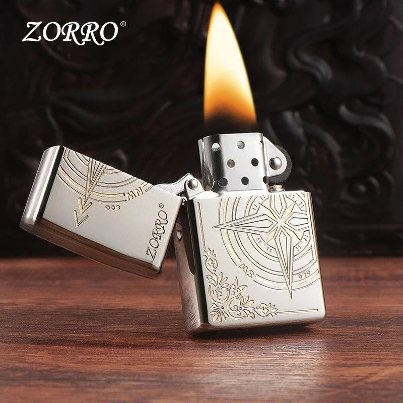 ZORRO Nickel Carving Windproof Lighter – Love Compass Design