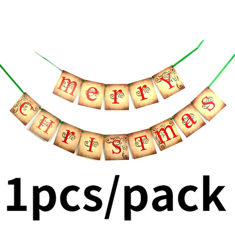 Vintage Christmas Tree Scene Banner – Retro Holiday Wall Décor
