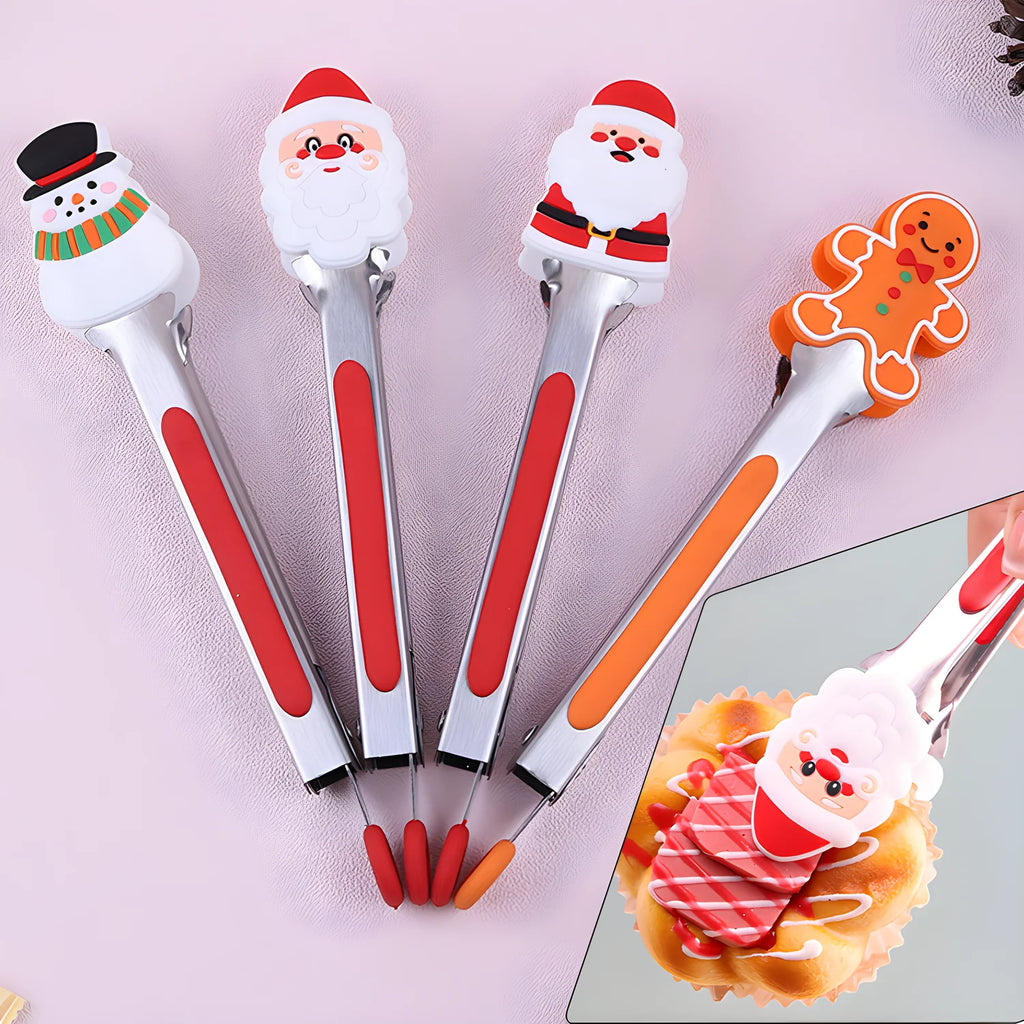 7-Inch Christmas Mini Food Tongs – Festive Serving Clamps Set