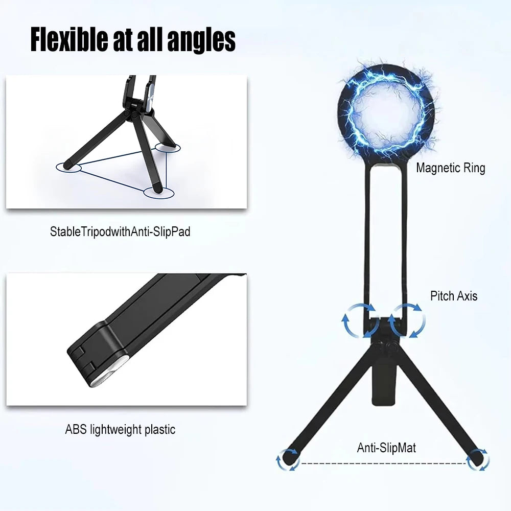 Magnetic Foldable Phone Holder Desktop Tripod Stand