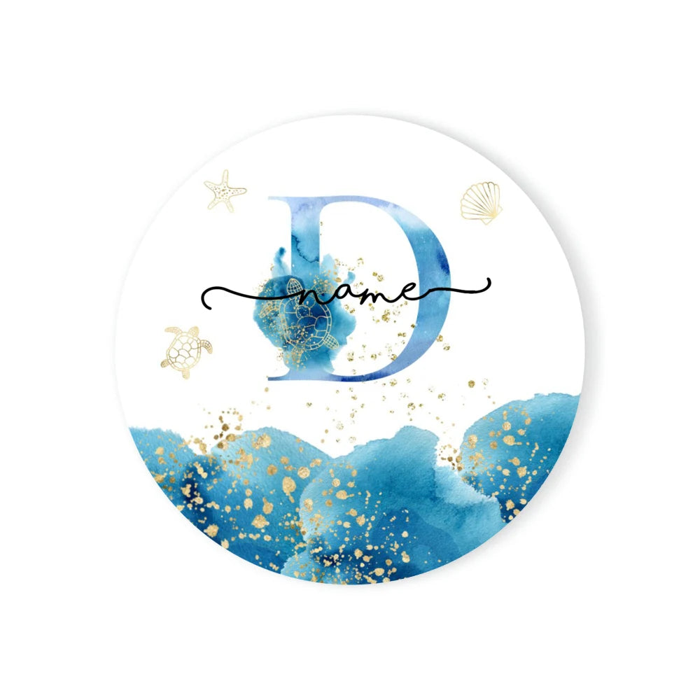 Personalized Ceramic Coaster – Custom Name & Ocean Design Gift