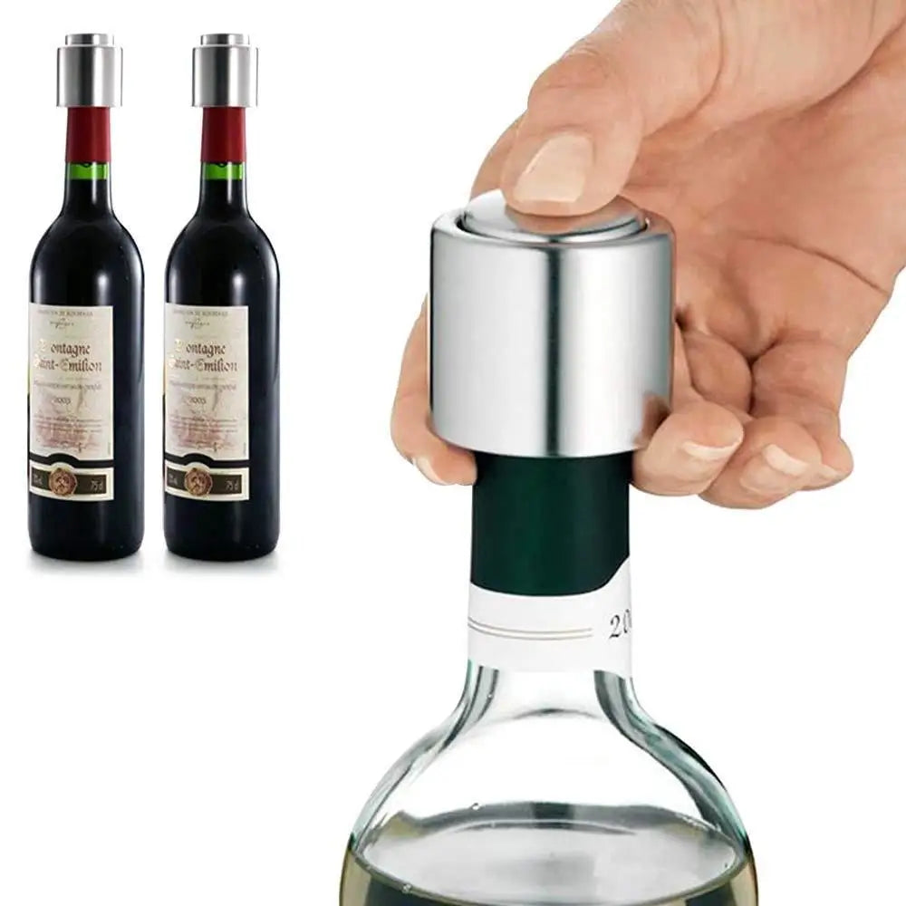 Stainless Steel Vacuum Wine Bottle Stopper – Keeps Wine Fresh