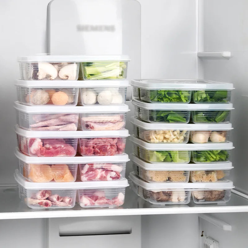 Clear 4-Grid Fridge Food Storage Box – BPA-Free Crisper