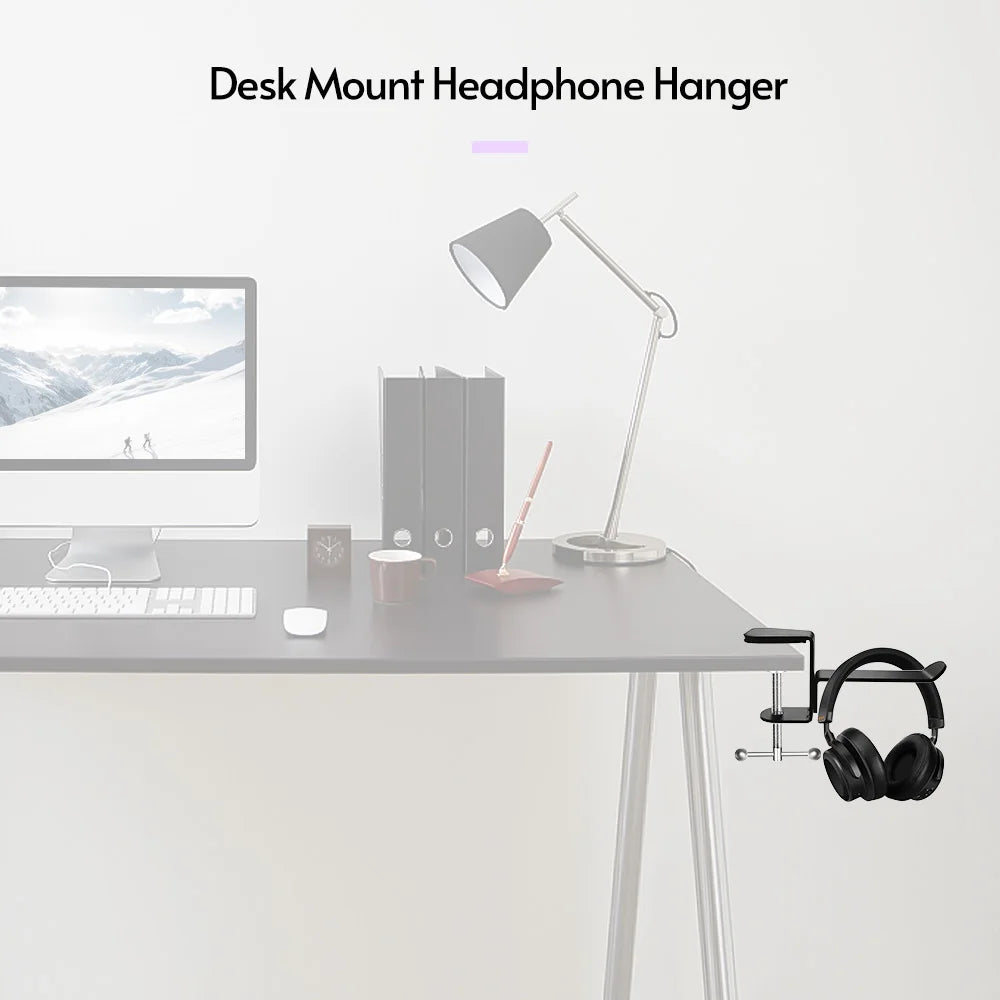Under-Desk Headphone Hanger – Aluminum Alloy Headset Mount
