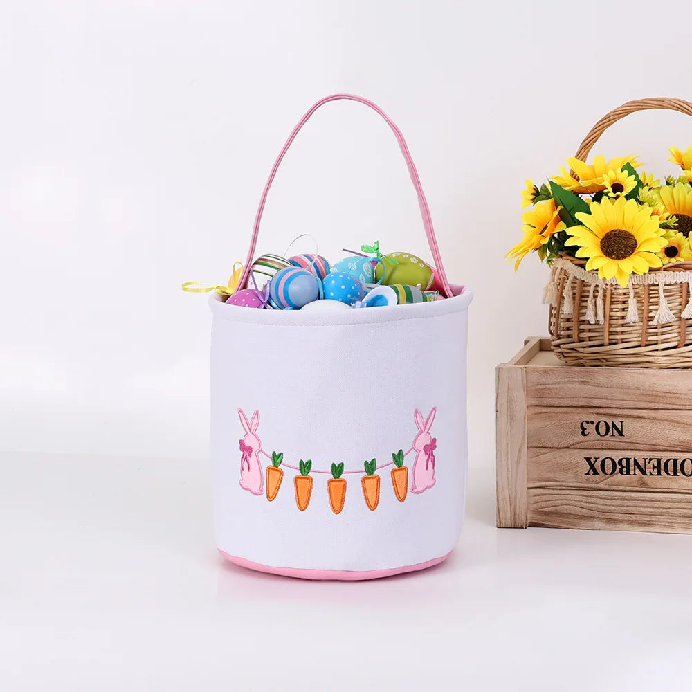 Easter Canvas Tote Bag – Bunny Egg Hunt & Candy Gift Basket