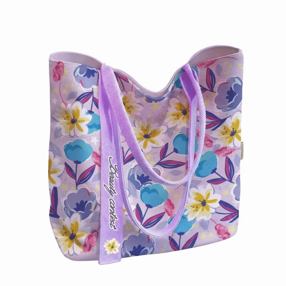 Floral Canvas Tote Bag – Large Reusable Shoulder Bag for Women