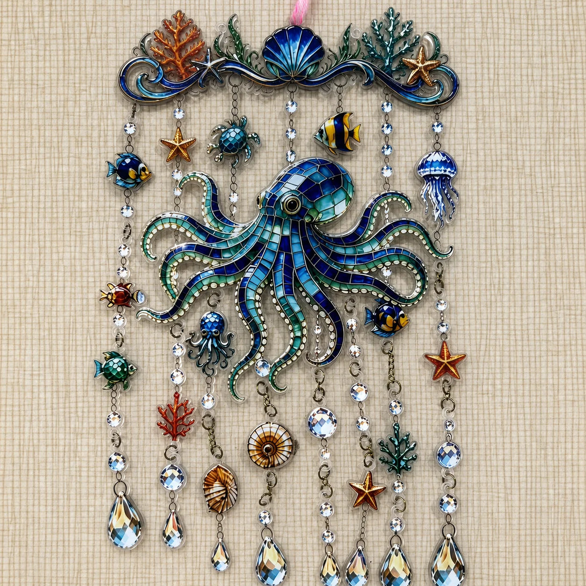 Ocean Sea Turtle Stained Glass Wind Chime – Acrylic Crystal