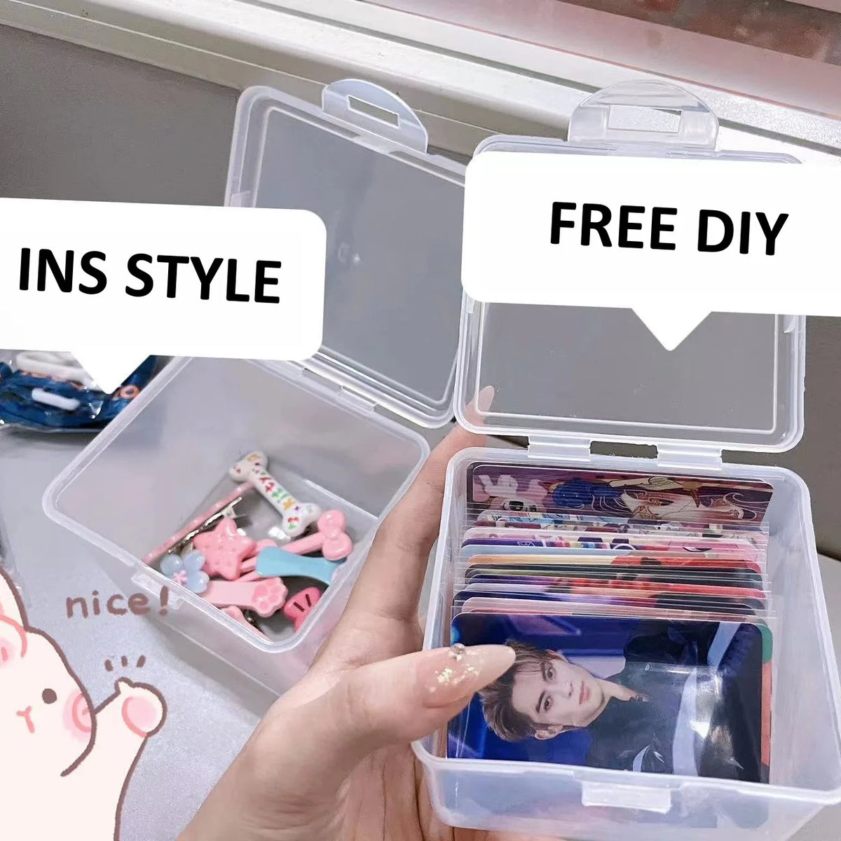 Transparent Flip Storage Box – Photocard & Card Organizer