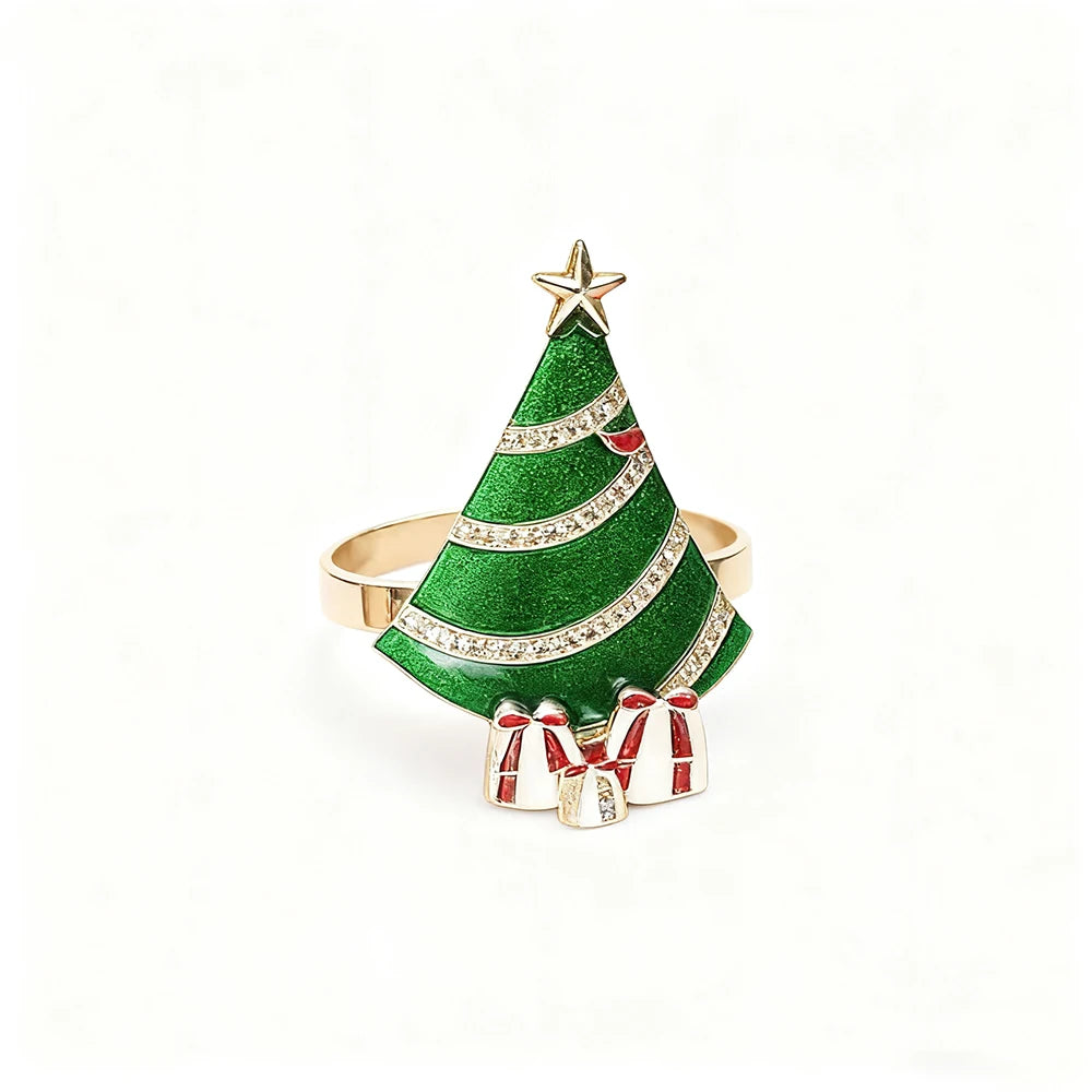 Snowflake Pearl Rhinestone Metal Napkin Rings – Christmas Décor