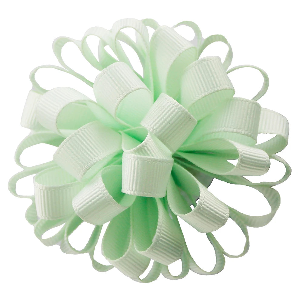 2-Pack Girls Grosgrain Ribbon Loopy Puff Hair Bow Clips