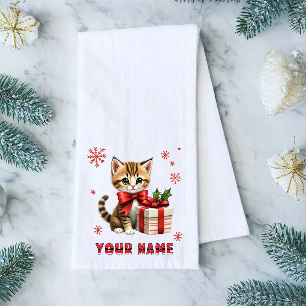 Personalized Christmas Tea Towel – Festive Holiday Kitchen Gift