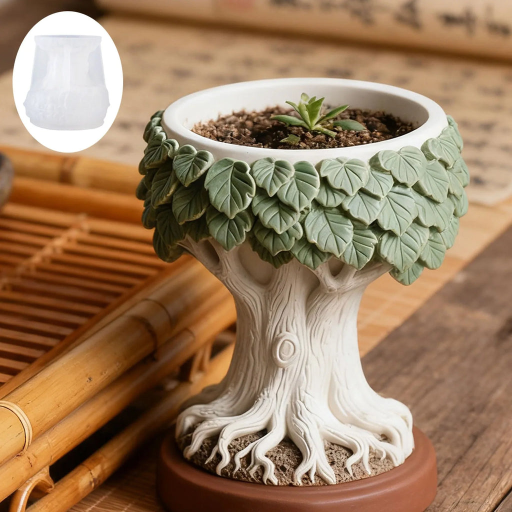 3D Leaf & Tree Stump Silicone Mold – DIY Resin & Cement