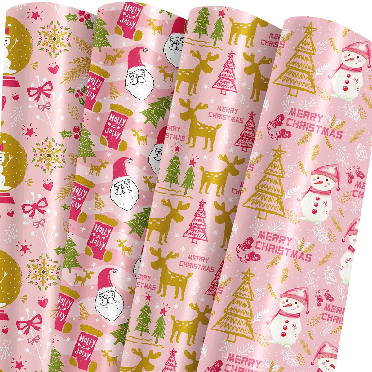 12-Sheet Christmas Gift Wrapping Paper Set – 4 Festive Designs
