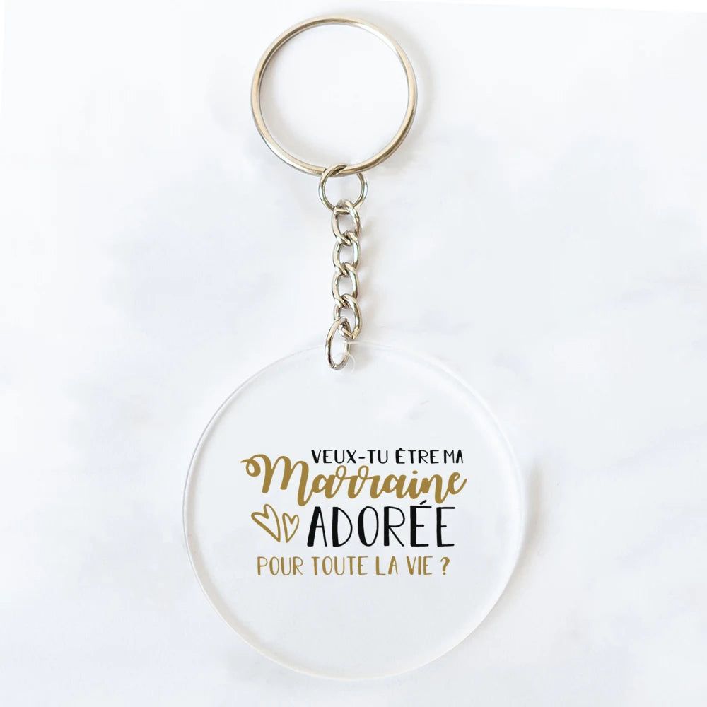 Godmother & Godfather Acrylic Keychain | Christening Gift