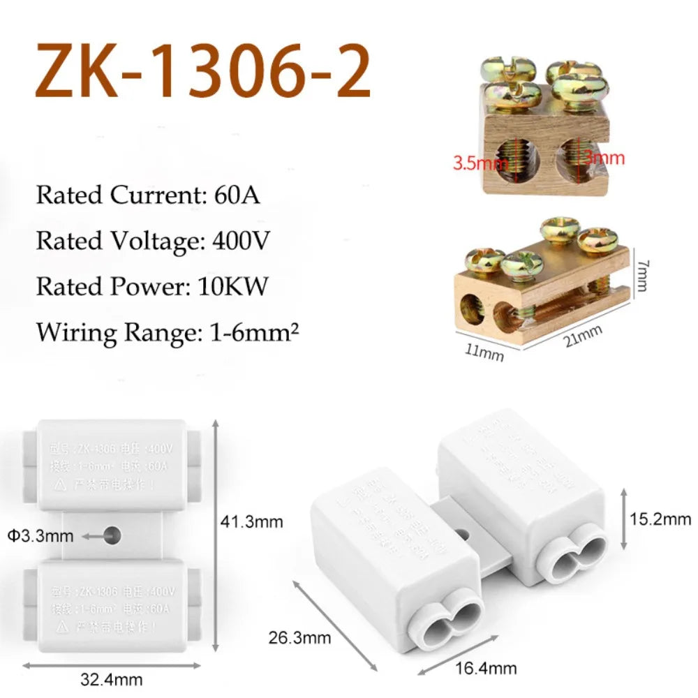 Brass High Power Wire Splitter Terminal Block 60A–100A